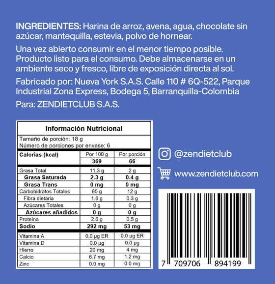 Galleta de Arroz con Chocolate Sin Azúcar