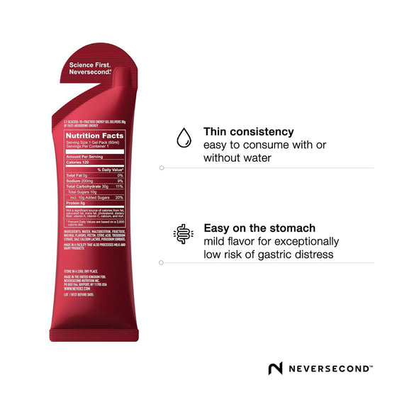 NEVERSECOND C30 GEL – Pack de 12 Geles Energéticos Sabor Fruit Punch